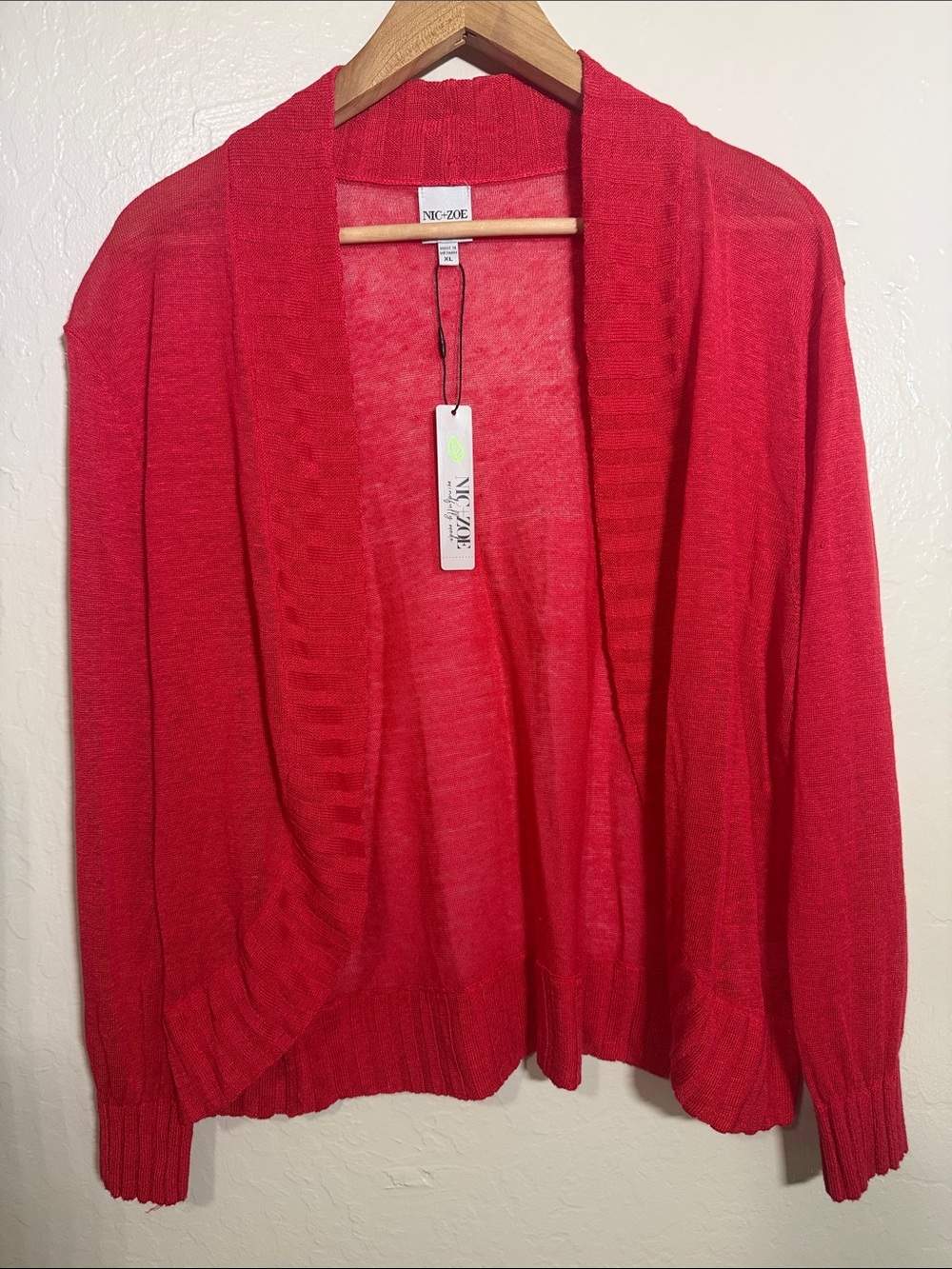 NIC+ZOE 4 Way Convertible Cardigan Red Linen Blend Size XL